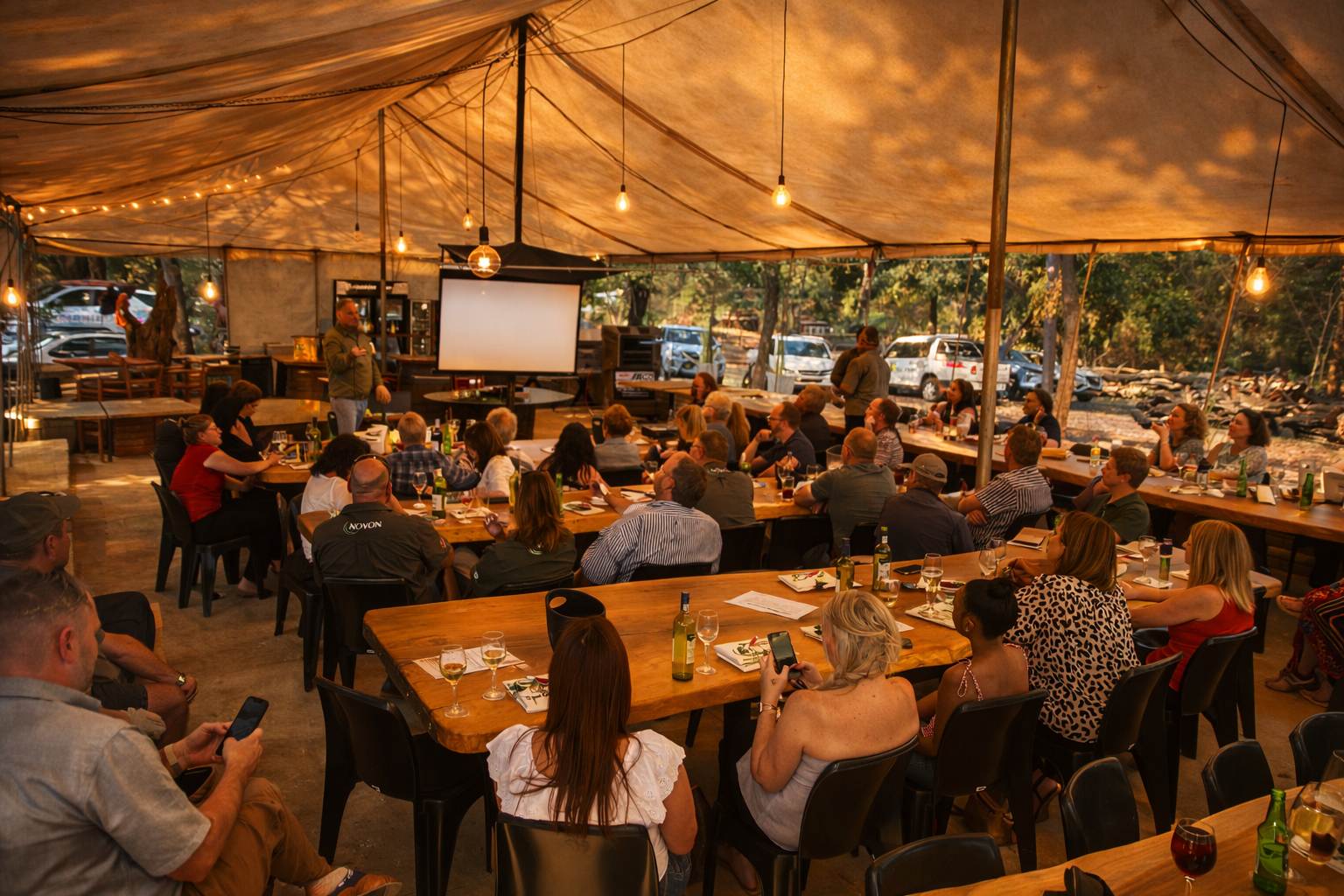 Corporate setup in Die Tent