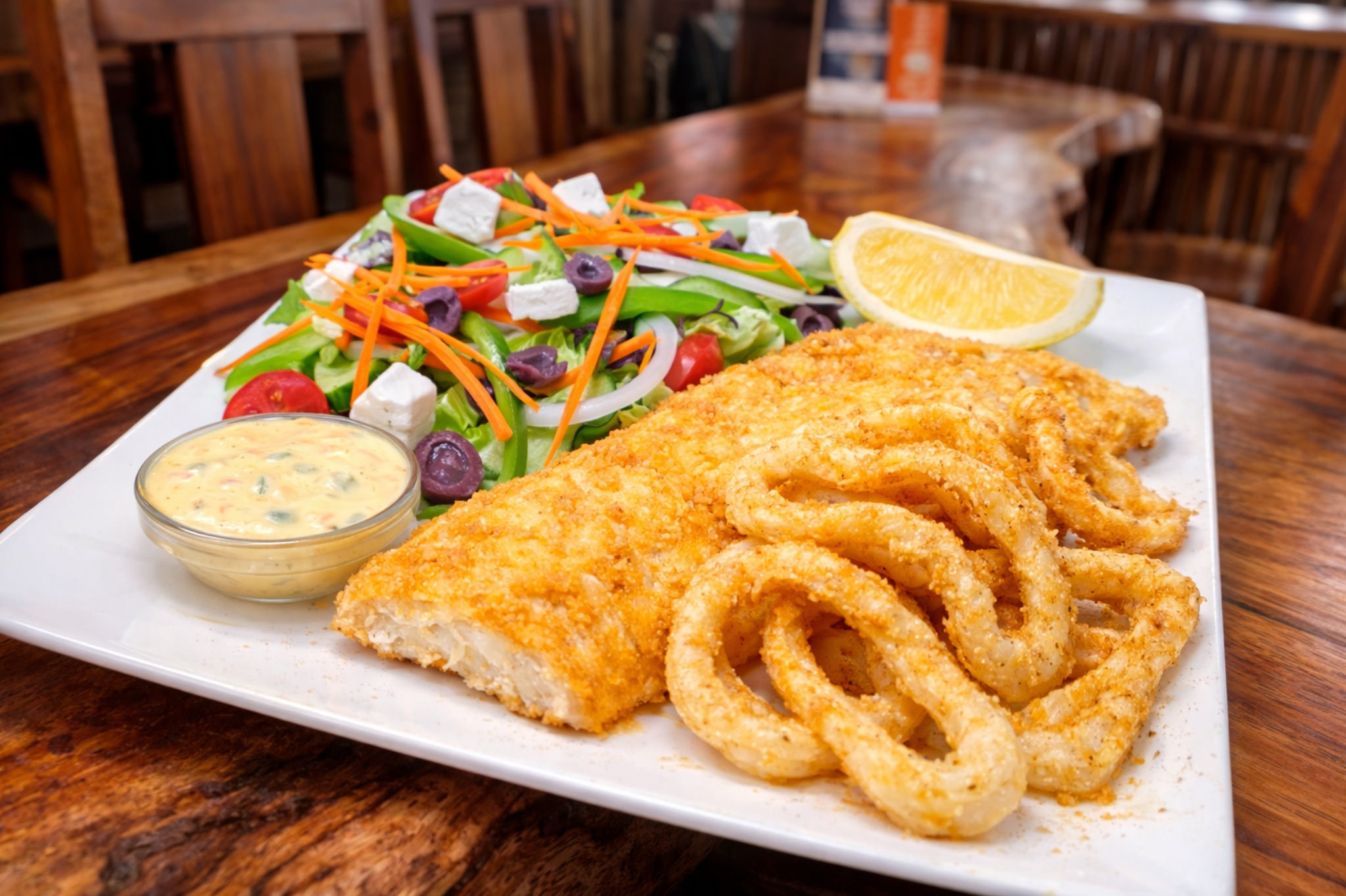 Friday hake and calamari combo special